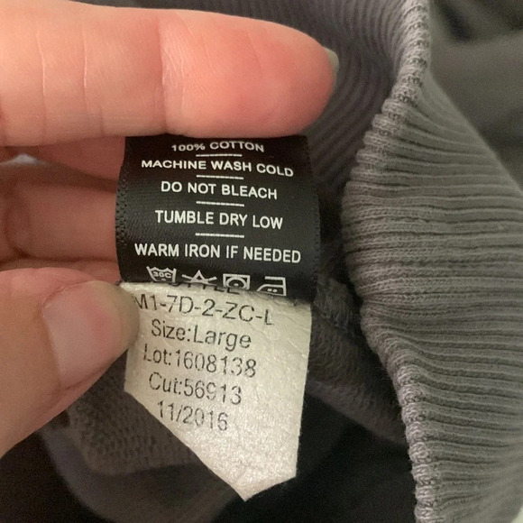 Mens American giant size large gray distressed basic hoodie made in USA 56913 - Picture 7 of 9